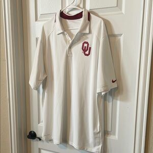 Nike dri-fit OU Oklahoma Sooners polo, white and maroon, size xl